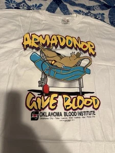 Vtg Armadonor T Shirt 1999 New Old Stock Okla Blood Institute XL Armadillo - Picture 1 of 6