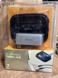 BELKIN HUB-TO-GO 7 PORT USB POWERED HUB -with DETACHABLE 4-PORT MINI-HUB - Afbeelding 1 van 3