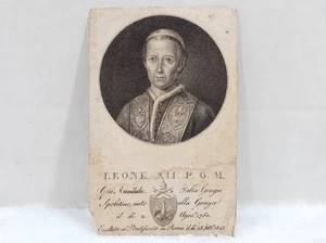 Antike Heilige Karte Papst Leo XII Einweihungskarte 1823 Original Leone 4,5x3 - Bild 1 von 7