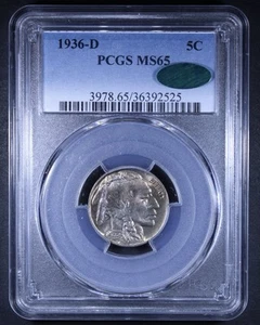 1936-D Buffalo Nickel - 5c PCGS MS65 CAC ✅ - Pleasing Coin! - Picture 1 of 4