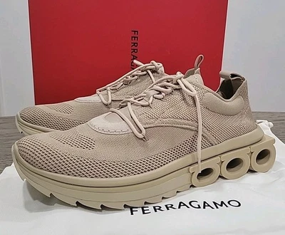 Salvatore Ferragamo Stone Beige Nima Knit Mens Sneaker 13 M NEW NIB - Image 1 of 4