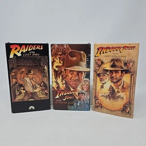 Indiana Jones Vhs Lot: Lost Ark, Temple Of Doom, Last Crusade with Clear Cases - Picture 1 of 9