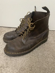 Dr Martens Hombres 10 1460 Caballo Loco 8 Ojos Cuero Botas con Cordones Grunge - Imagen 1 de 11