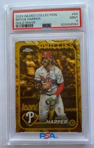 BRYCE HARPER 2024 TOPPS GILDED COLLECTION #69 GOLD WAVE /75 Phillies PSA 9 - Foto 1 di 2