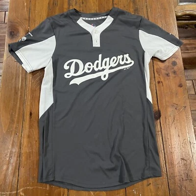 LA Dodgers Boys & Girls Club Venice Majestic Genuine Jersey Grey Size Small - Image 1 of 4