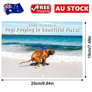 2024 Calendar Dogs Pooping In Beautiful Places Wall Calendar Hangable For Home - Picture 1 of 19