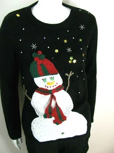 Christmas Sweater Womens Small Laura Scott Snowman Holiday Pullover - Picture 1 of 6