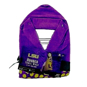 LSU Tigers Bath Towel Hooded Towel Poncho 100% Cotton Terry Wrap 22" By 51" New - Picture 1 of 2