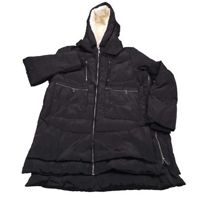 Sam Edelman Black Hooded Down Jacket Womens Size Medium - Image 1 of 4
