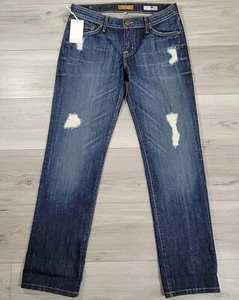 Vizcaino Jeans Women's 27 Boyfriend Premium Denim Mid-Rise Distressed New - Picture 1 of 11