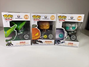 Funko Pop Overwatch Exclusive Lot 3 Vaulted Blizzard Blizzcon Lucio Reaper Genji - Picture 1 of 15