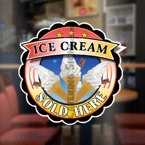 Whippy Ice Cream Sold Here Circle Sticker Red - Cafe Window Sign Ice Cream Decal - Picture 1 of 1