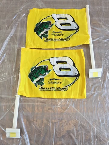 Nascar Car Flags Dale Earnhardt Jr 8 Lot of 2 Winner Circle Bass Pro Shop Yellow Cover