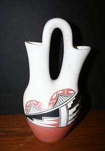 1984 Southwestern Pottery JEMEZ handbemalte Hochzeitsvase signiert Gachupin IST-ZUSTAND - Bild 1 von 7