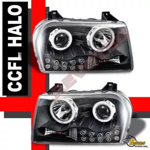 Black G3 Super Bright Halo LED Projector Headlights For 2005-2007 Chrysler 300 - Picture 1 of 9