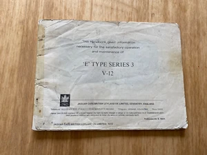 Jaguar E Type . Series 3 V12 Handbook - Picture 1 of 6