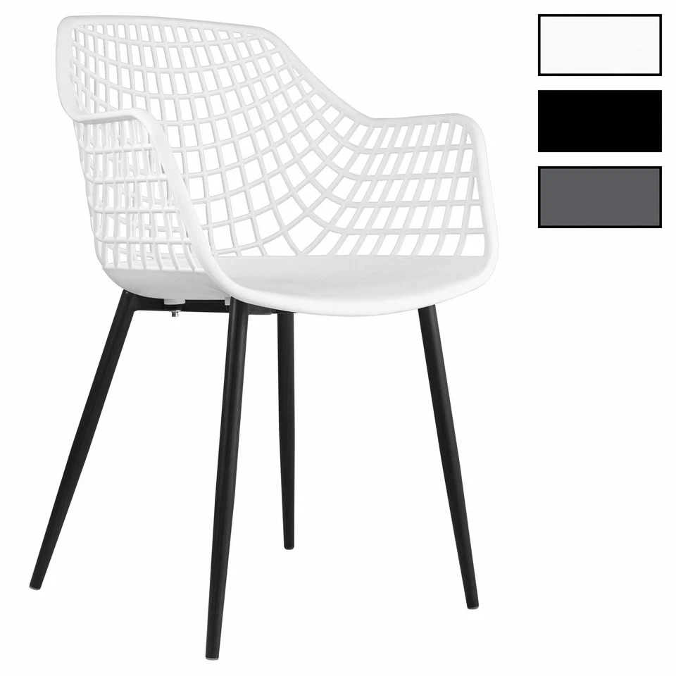 Lot de 4 chaises salle à manger cuisine coque plastique avec 4 pieds métal noir - Photo 1/1