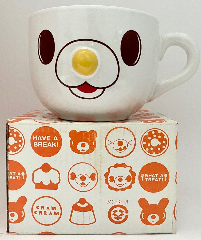 CRAM CREAM BEAR DONUT Ceramic Mug Coffee Soup 16oz 2002 Japan Kawaii NIB