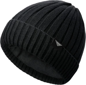 Unisex Fleece Lined Winter Beanie Hat - Warm Knitted Ski Cap for Men & Women - Picture 1 of 6