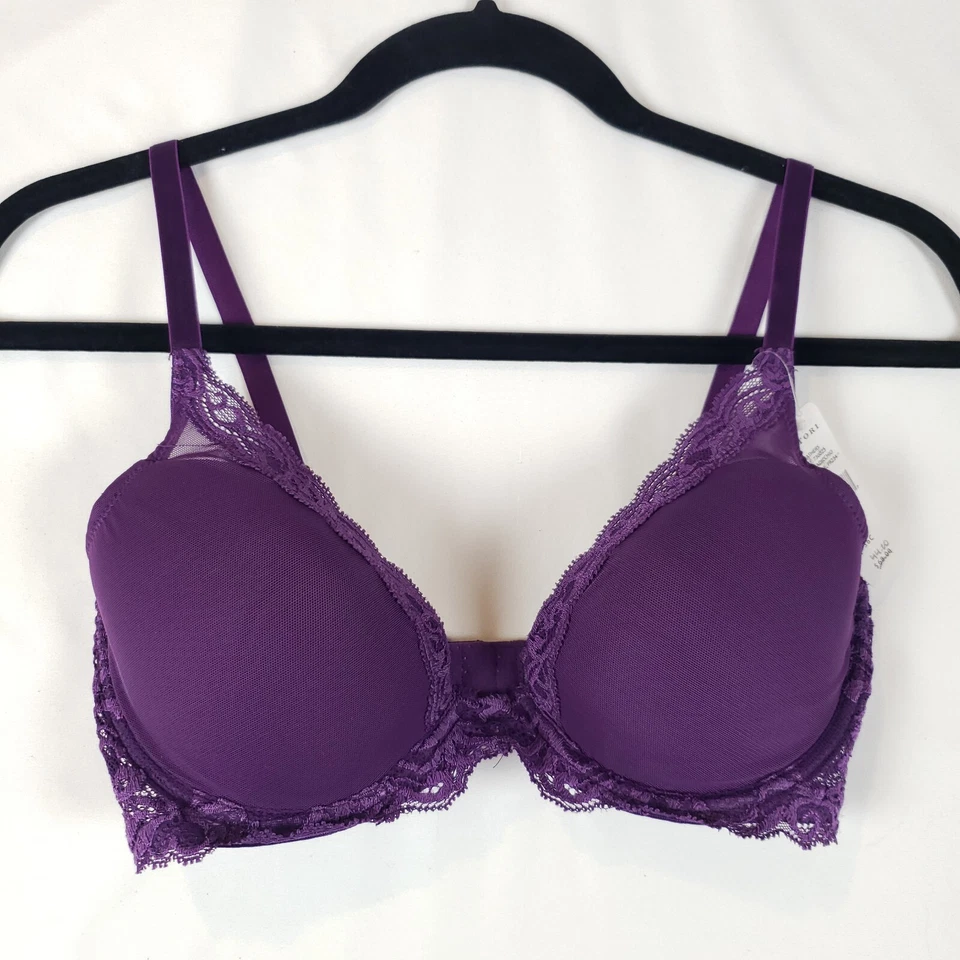 Natori 32DD Feathers Plunge T-Shirt Bra 730023 Lilac Purple