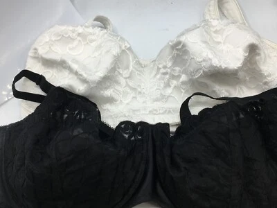 Lot of 2 Bras Playtex 4716 White 18 Hour and Fashion Bug Black Underwire SZ 42DD - Image 1 of 4