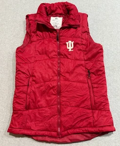 Indiana Hoosiers Vest Womens L Red Full Zip Puffer Embroidered Logo Colosseum - Picture 1 of 9