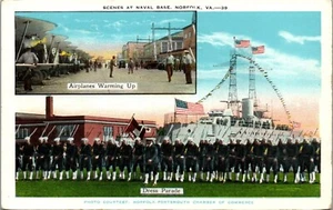 Vintage Virginia  VA Postcard Scenes at Naval Base Norfolk Airplanes  - Picture 1 of 3