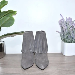 NEW! $120 Chinese Laundry Arctic Fringe Suede Boho Wedge Bootie Size 6.5 - Picture 1 of 7