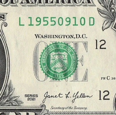 SEP  10 1955 Birthday Date Note Fancy Serial Number One Dollar Bill 09 10 1955 - Image 1 of 4