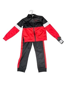 $52 Nike 2 Pc Set Size Kid's 4 Full Zip Jacket Pants Logo Black Red NWT - Picture 1 of 5