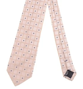 Canali Handmade in ITALY Ivory Jacquard Geometric Woven 100% Silk Tie - Picture 1 of 5