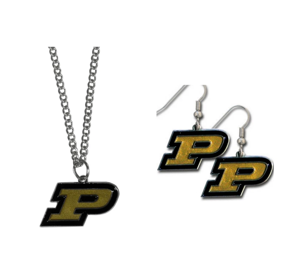 Purdue Boilermakers Dangle Earrings & Necklace Set - Image 1 of 1