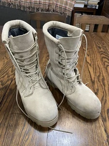 MILITARY SUEDE LACE UP COMBAT BOOTS MEN'S Sz 9W SAND GORE-TEX VIBRAM 08-D-1042 - Picture 1 of 7