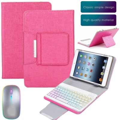 Universal Backlit Keyboard Leather Case Mouse For 10/10.1 inch Android Tablet PC - Image 1 of 4