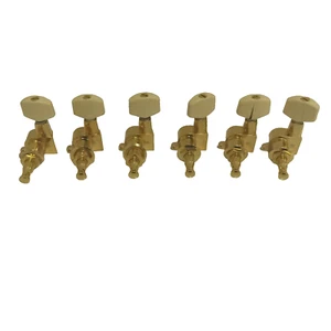 Gold Schaller In-Line Tuners w/ Ivory Buttons - (SET OF 6) - Picture 1 of 8