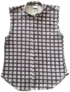 VTG California Bodywear Bodybuilding Clothing M Waffle Knit Tank Plaid Button Up - Picture 1 of 8