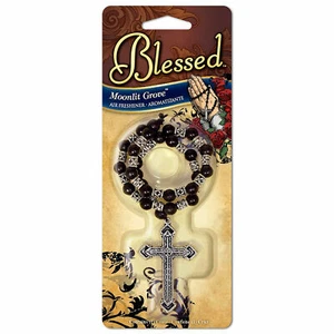 Gesegneter Rosenkranz hängendes Kreuz Kette Lufterfrischer, Mondscheinhain Duft 2er Pack - Bild 1 von 1