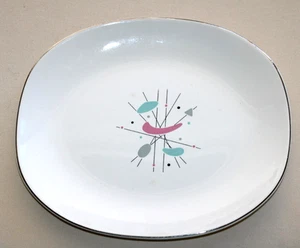 VTG Atomic MCM Edwin Knowles Mobile Pink Turquoise Gray Serving Plate Platter-#8 - Picture 1 of 5