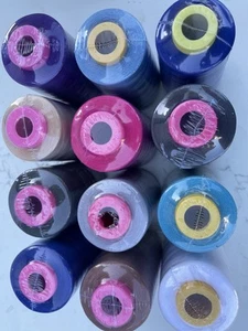 Clearance SALE Lot Box of 12 Big Spools Sewing Thread T27 Quality Assorted Color - Picture 1 of 12