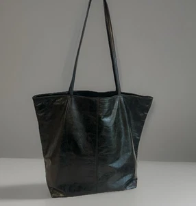 Bolso de hombro Latico de cuero suave negro grande correas dobles cremallera - Imagen 1 de 9