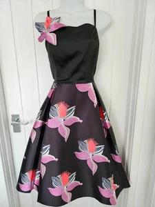 Collectif Vintage London Kleid Black & Pink Rockabilly Swing Dress 12. - Bild 1 von 8