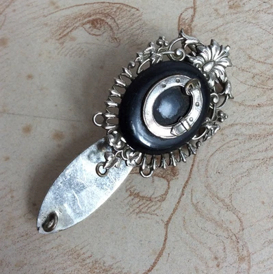 Ancien Crochet de CHATELAINE Métal & Ebonite XIXè - Photo 1/4