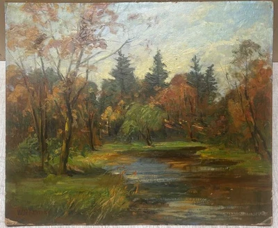 Original WILLIAM PARTRIDGE New England Autumn & OGUNQUIT Maine 2 sided PAINTING - Image 1 of 4