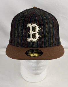 Boston Red Sox New Era 59FIFTY Brown Vintage Herringbone Fitted Hat Size 7 1/4 - Picture 1 of 9