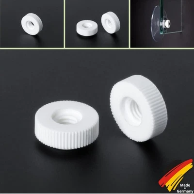 1-100x Rändelmuttern Ø15mm weiß Gewinde M6 Kunststoff Mutter Rundmutter Saugnapf - Bild 1 von 4