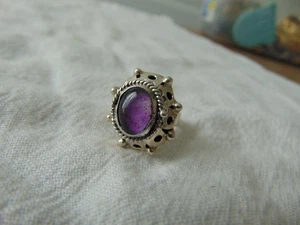 ANILLO VENENOSO de colección años 60 JPC Designer firmado Taxco esterlina piedra amatista talla 6 - Imagen 1 de 7