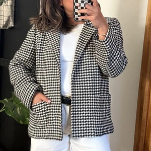 Vintage Linda Allard Herringbone Wool Open Front Blazer. Size 8 - Picture 1 of 12