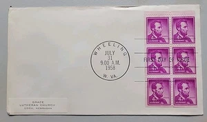 FDC. Lincoln. SCOTT 1036a. 4 Cent. JUL 31, 1958. Booklet 6 Pane Of 6. - Picture 1 of 3