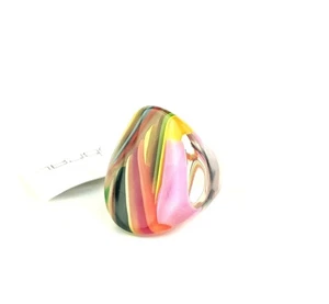 Sobral Retroz Darning Clear &Art Deco Stripes Artist Made Statement Ring Sz 7.25 - Picture 1 of 6