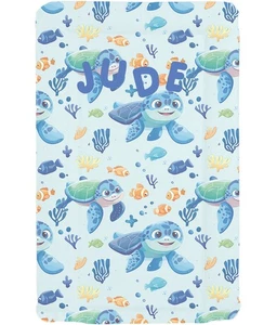 Cambiador de bebé personalizado Turtle Smiles acolchado, limpiar guardería - Imagen 1 de 1